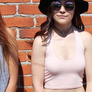 BRANDY MELVILLE PINK HALTER CROP TOP